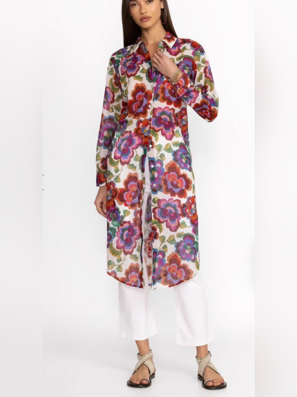 Johnny Was Calanthe Relaxed Oversized Shirt Dress